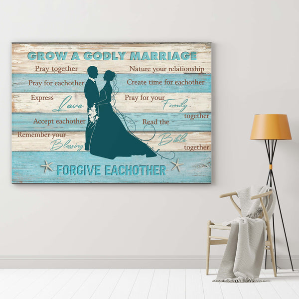 Grow A Godly Marriage - Bible Jesus Landscape Canvas - Wall Art