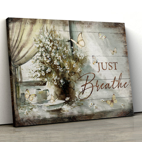 Jesus baby flower painting - Just Breath - Canvas Print, Wall Art