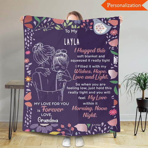 Personalized Blanket For Daughter, Blanket For Granddaughter, Gift From Mom, Gift From Grandma, Custom Blanket With Name