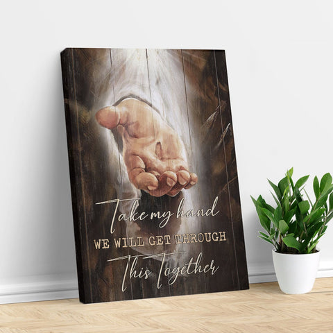 The hand of God, Take my hand - Jesus painting Portrait Canvas Print, Wall Art