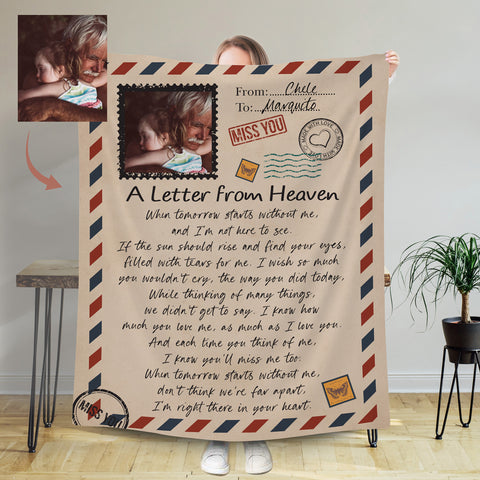 A Letter From Heaven Blanket, Personalized Name Blanket, Memory Family Blanket, Memorial Gift For Grandma Grandpa, Custom Letter