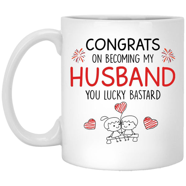 Congrats On Becoming My Husband You Lucky Bastard, Gift For Husband, Father’s Day Mug, Happy Father’s Day