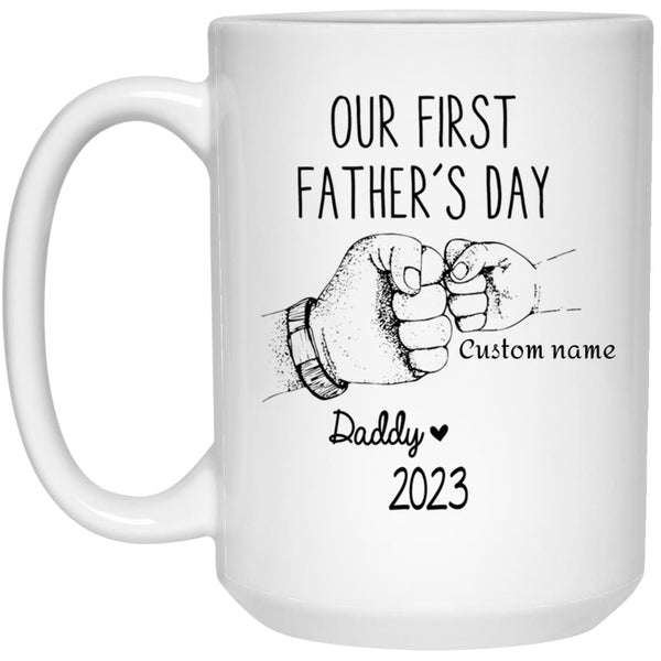 Personalized First Fathers Day Mug Happy 1st Father's Day Add, Happy Father's Day, Father's Day Mug