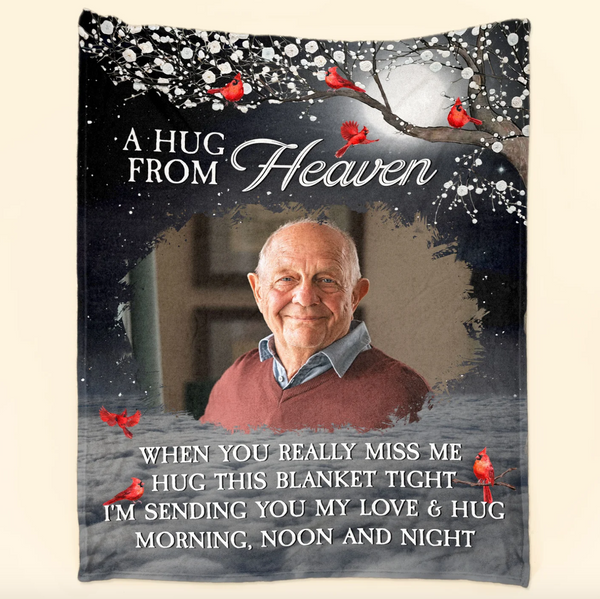 A Hug From Heaven Blanket, Memorial Blanket, Custom Photo Blanket, Remembrance Gift, Personalized Memorial Blanket, In Loving Memory Blanket