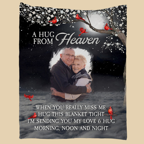 A Hug From Heaven Blanket, Memorial Blanket, Custom Photo Blanket, Remembrance Gift, Personalized Memorial, Cardinal Tree, In Loving Memory