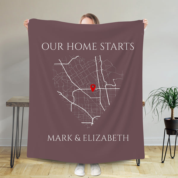 Where It All Began, Personalized Valentines Day Gift For Boyfriend, Custom Map Blanket, Anniversary Gift, Cozy Blanket, Sherpa Blanket