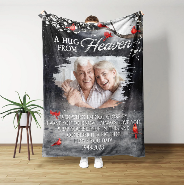 A Hug From Heaven Blanket, Memorial Blanket, Custom Photo Blanket, Remembrance Gift, Personalized Memorial Blanket, In Loving Memory Blanket