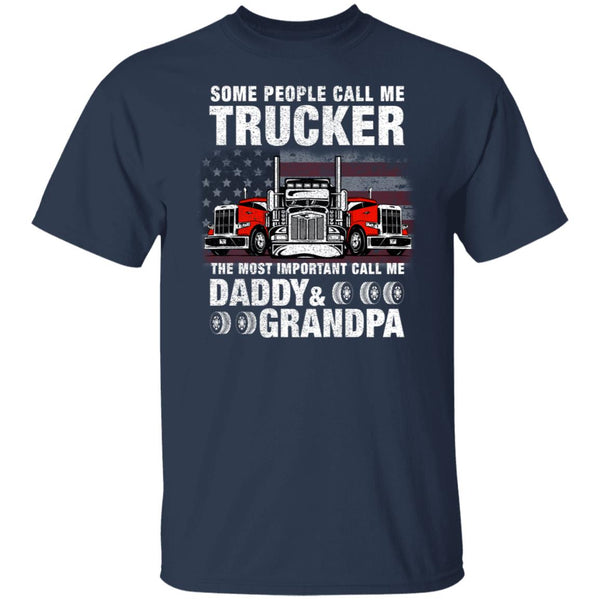 Mens Trucker Daddy &amp; Grandpa - Truck Driver T-Shirt