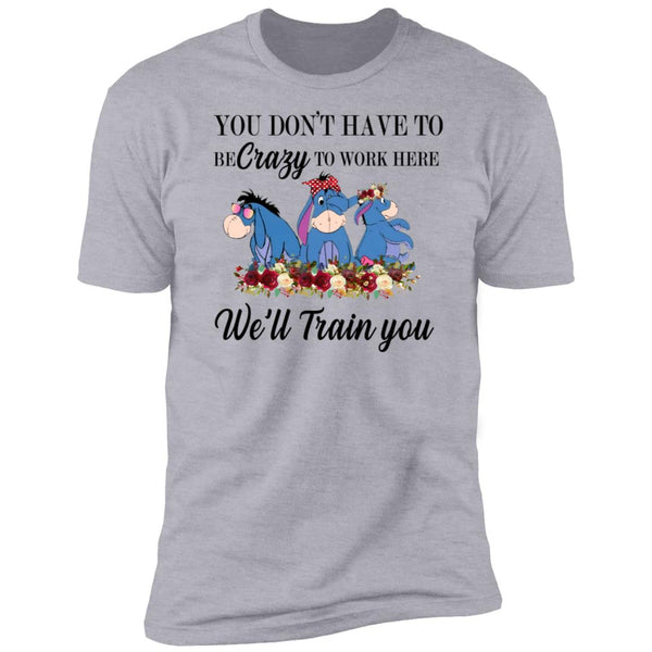 You Don't Have To Be Crazy To Work Here We'll Train You - Gift Shirt For Coworker - Donkey Tee