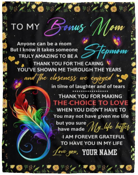 Personalized Blanket for Stepmom, To My Bonus Mom, Blanket For Stepmother, Custom Blanket