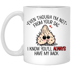 Eventhough I'm not from your sac, I know you'll always have my back, Father's Day gift mug