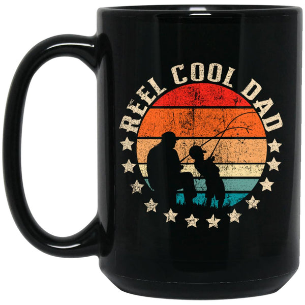 Retro Reel Cool Dad Fishing Daddy Vintage Fathers Day Mug