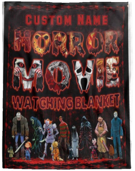 Personalized Name Horror Movie Watching Blanket, Halloween Blanket, Christmas Gift Special Gift for Movie Fans