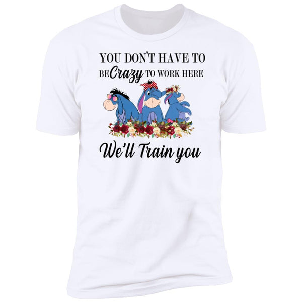 You Don't Have To Be Crazy To Work Here We'll Train You - Gift Shirt For Coworker - Donkey Tee