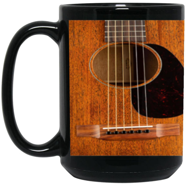 Acoustic Guitar Mug, Mahogany Guitar Mug, Gift For Guitar Lover, Bass Player Mug, Novelty Gift Black Mug