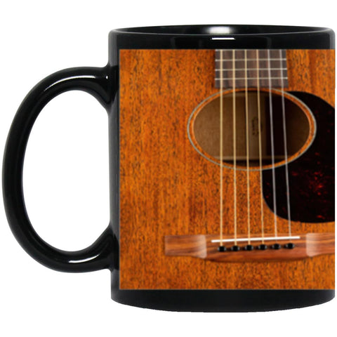 Acoustic Guitar Mug, Mahogany Guitar Mug, Gift For Guitar Lover, Bass Player Mug, Novelty Gift Black Mug