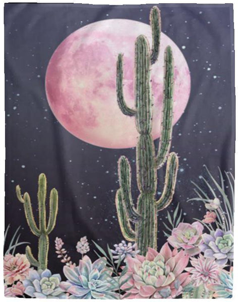 Cactus Blanket, Moon Blanket, Gift For Mom, Gift For Daughter, Gift For Her, Beautiful Blanket Gift