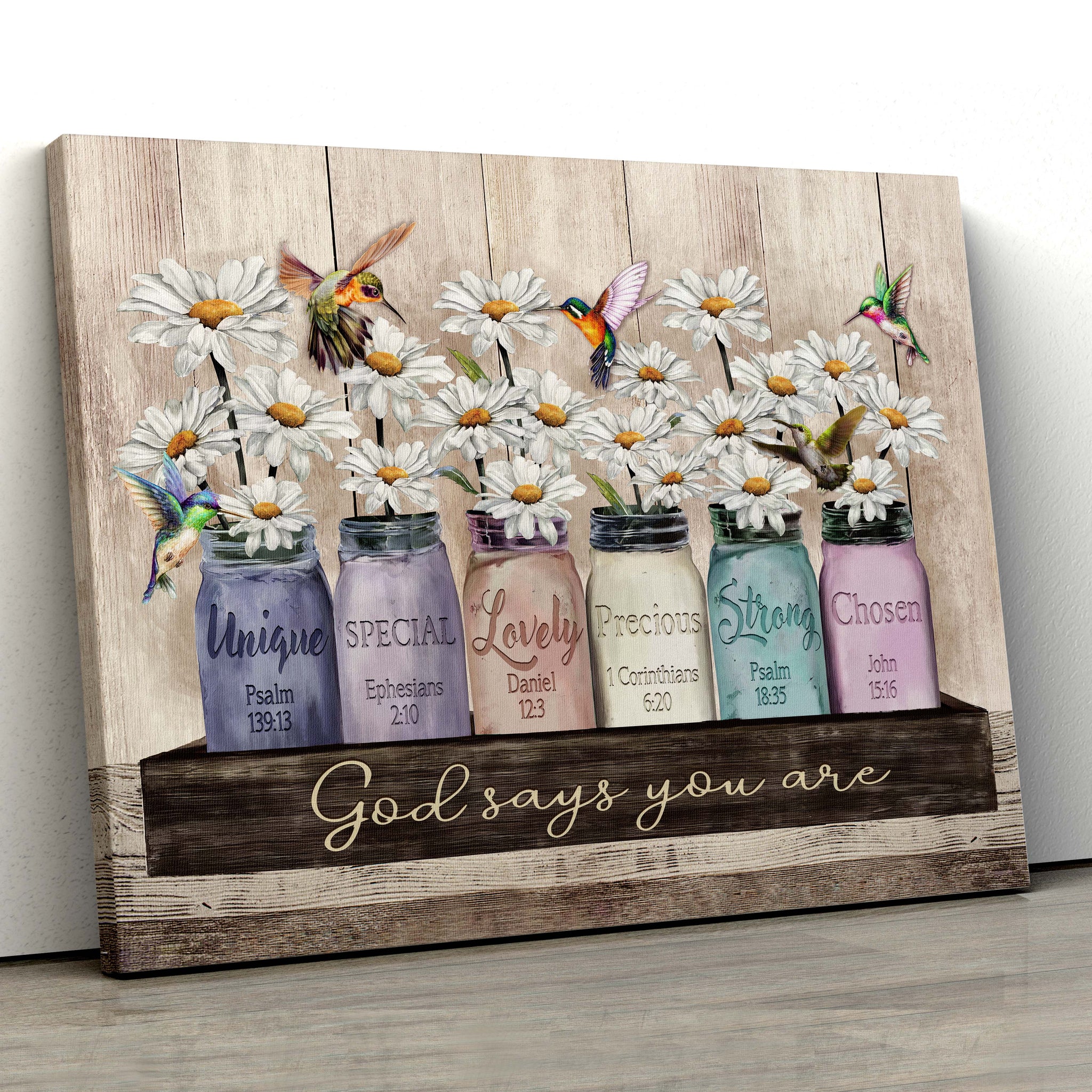 God says you are - Unique, Special, Lovely, Precious, Strong, Chosen - Jesus canvas print, Wall Art