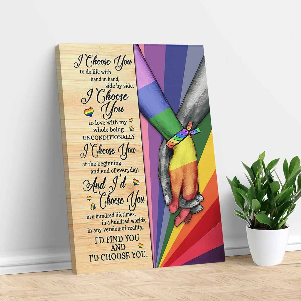 I Choose You To Do Life With Hand In Hand - Gift For Couple - Portrait Canvas Print - Wall Art