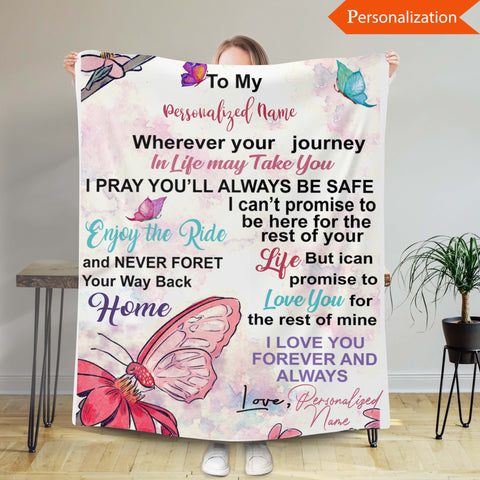 Personalized Blanket For Daugther, Blanket For Girls, Cusomized Blanket For Granddaughter With Name