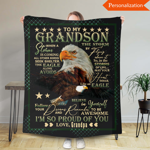 Personalized Blanket For Grandson, Custom Gift For Boys, Blanket From Grandpa