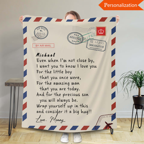 Personalized Blanket For Son, Blanket For Grandson, Custom Blanket With Name, Gift From Parents, Blanket Gift From Mom And Dad, Blanket Letter