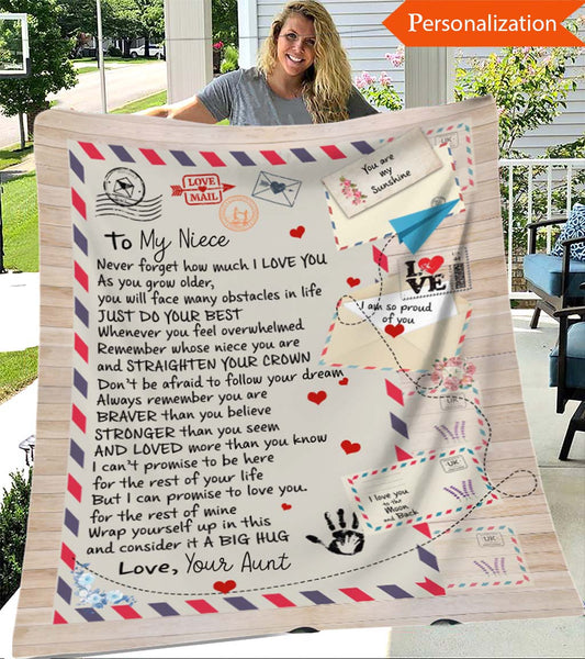 Personalized Blanket With Name For Niece, Gift For Niece, Beautiful Custom Blanket