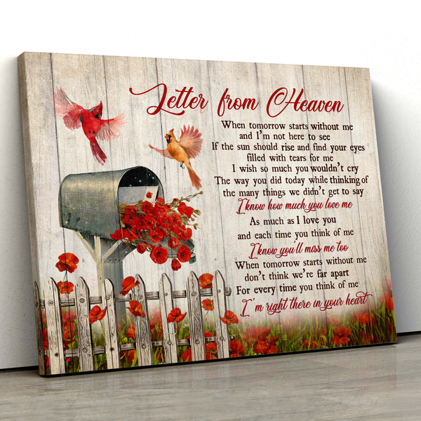 Red poppy painting, Cardinal drawing, Letter box, Letter from heaven - Heaven landscape canvas Print, Wall Art