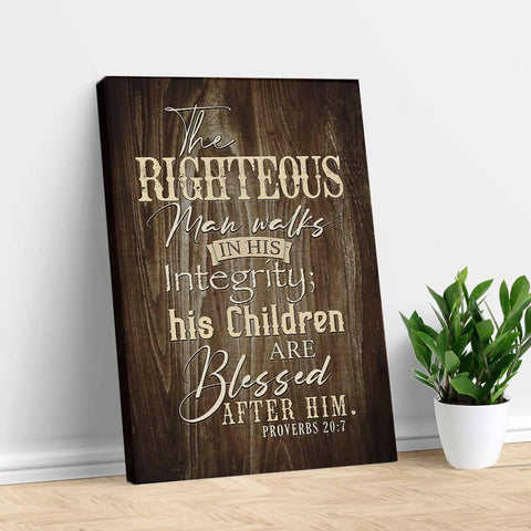 The Righteous Man Walks in His Integrity - Jesus Portrait Canvas Print - Wall Art