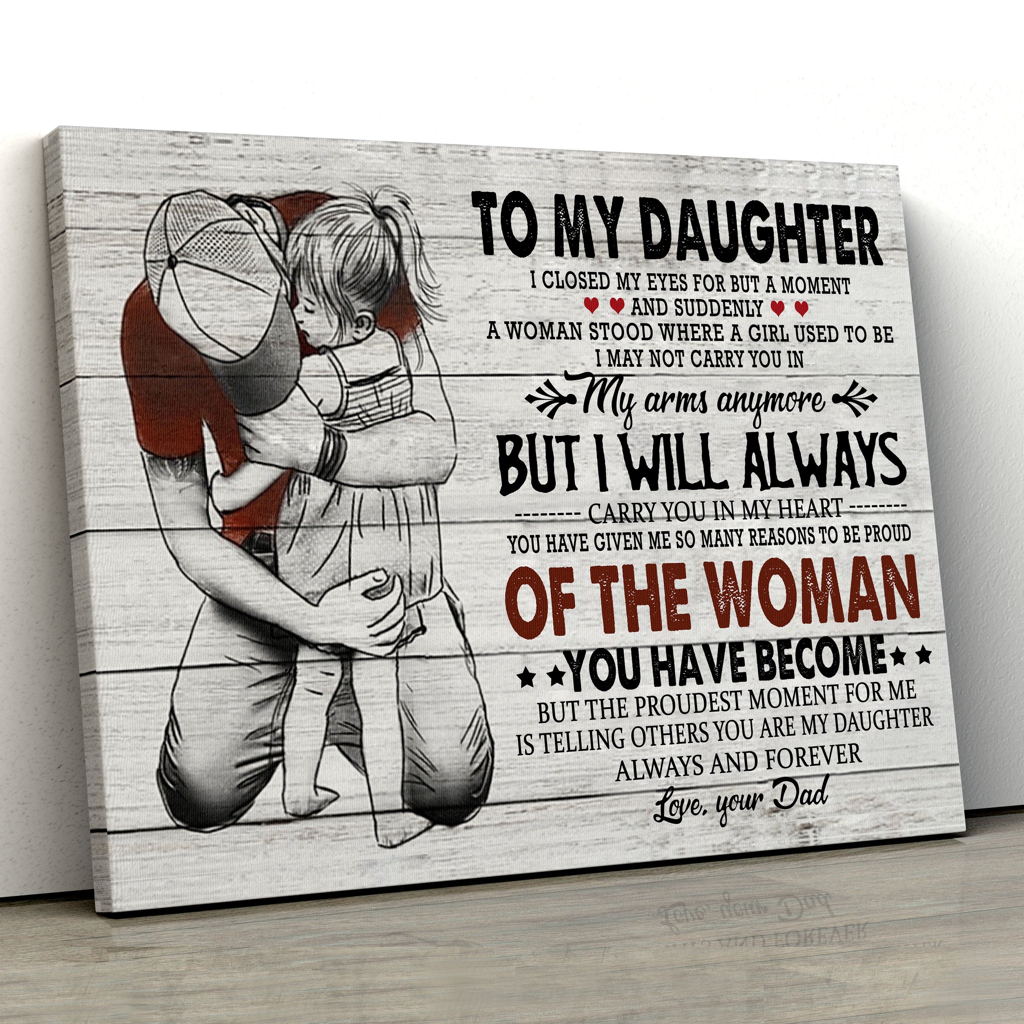 To My Daughter, Gift From Daddy - Landscape Canvas Print - CustomUni Wall Art