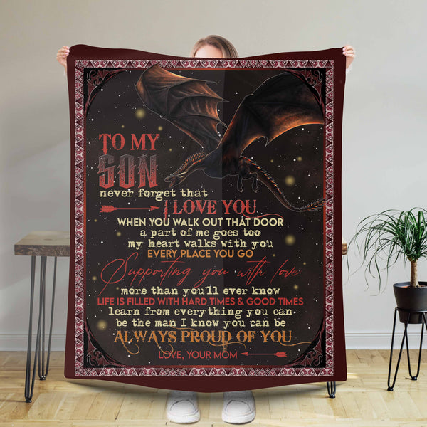 To My Son Never Forget That I Love You Blankets, Gift For Son, Blanket For Son, Gift From Mom