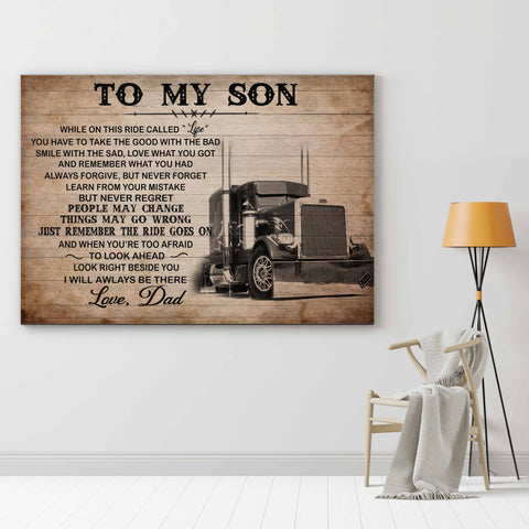 To My Son, Gift From Daddy - Landscape Canvas Print - CustomUni Wall Art