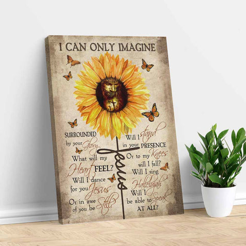 You can only imagine, Butterfly painting canvas, Sunflower Jesus landscape canvas print, Wall Art